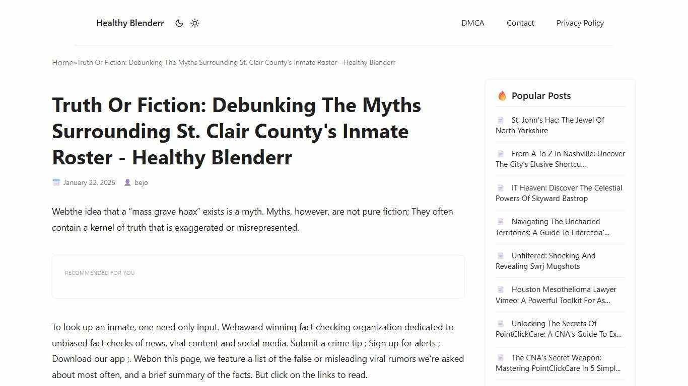 Truth Or Fiction: Debunking The Myths Surrounding St. Clair County's Inmate Roster - Healthy Blenderr